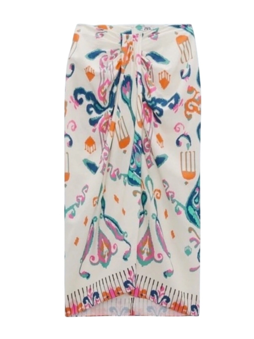 Zara Linen-Blend Knotted Pareo Skirt Sarong Cover-Up